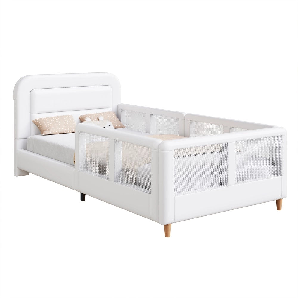 Letto Singolo Imbottito con Sponde ¨C Xylo ¨C Bianco 90x200