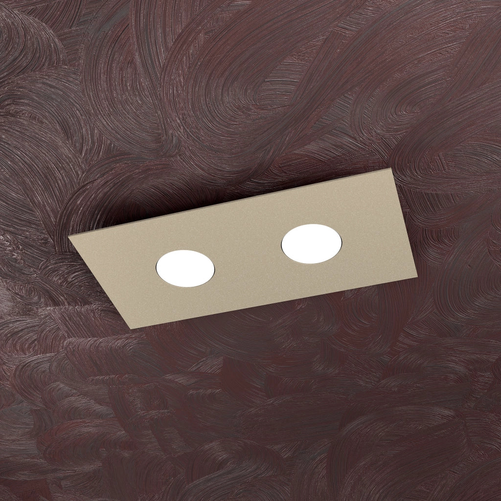 Toplight Plafoniera da soffitto rettangolare 2 luci Area con attacco GX53, struttura colore sabbia, design moderno 40x20x3cm