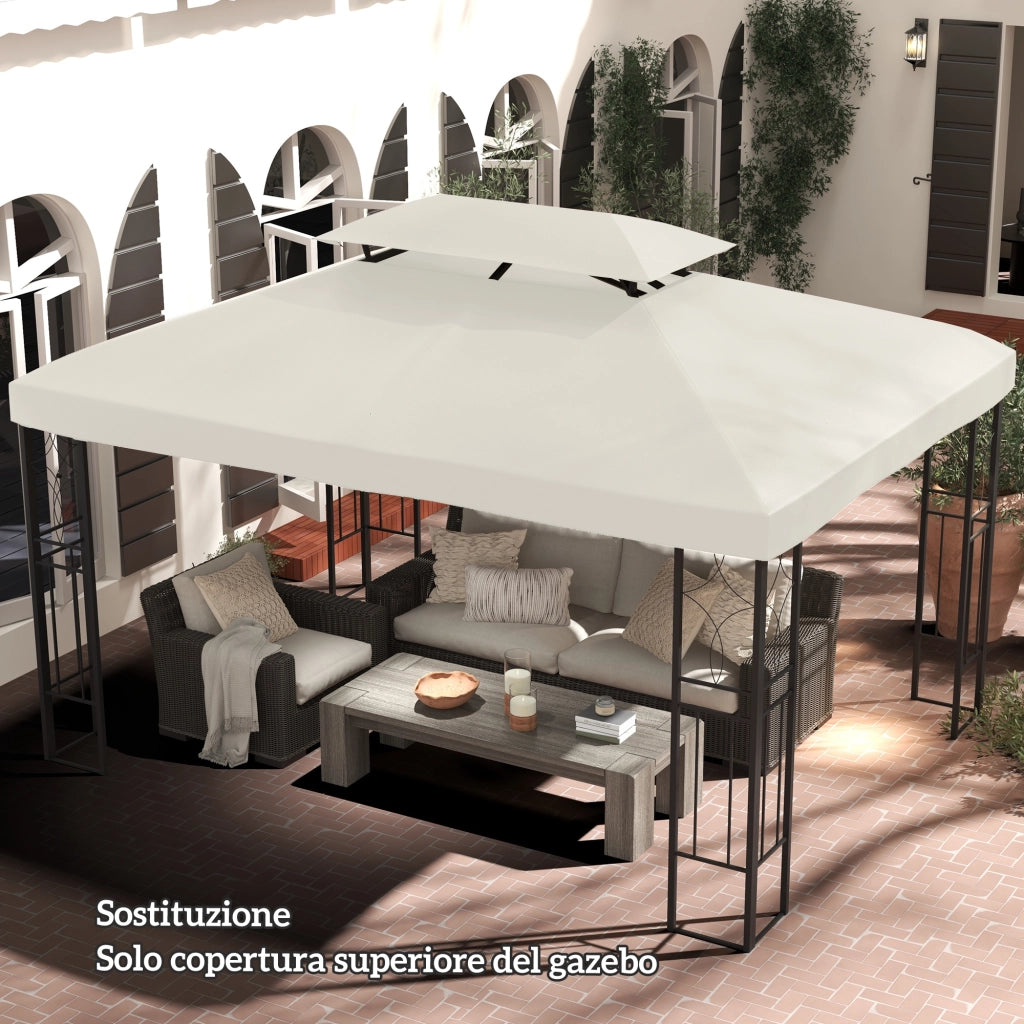 Copertura Gazebo Giardino Impermeabile Anti-UV ¨C zephmum ¨C Poliestere Beige 3x4m