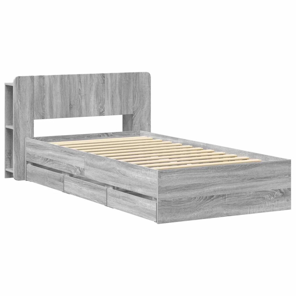 Struttura del letto con stoccaggio e testata Sonoma grigio 3433908