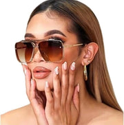 Sole Brille Retro Gradiante con Protezione UV400, Montatura Quadrata Metallica Unisex per Donne e Uomini
