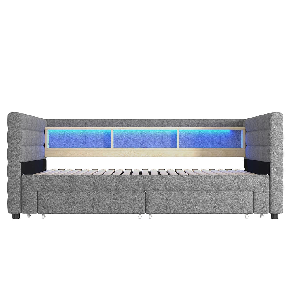 Divano letto 90x190cm?- Xylo - gigogne USB velluto grigio