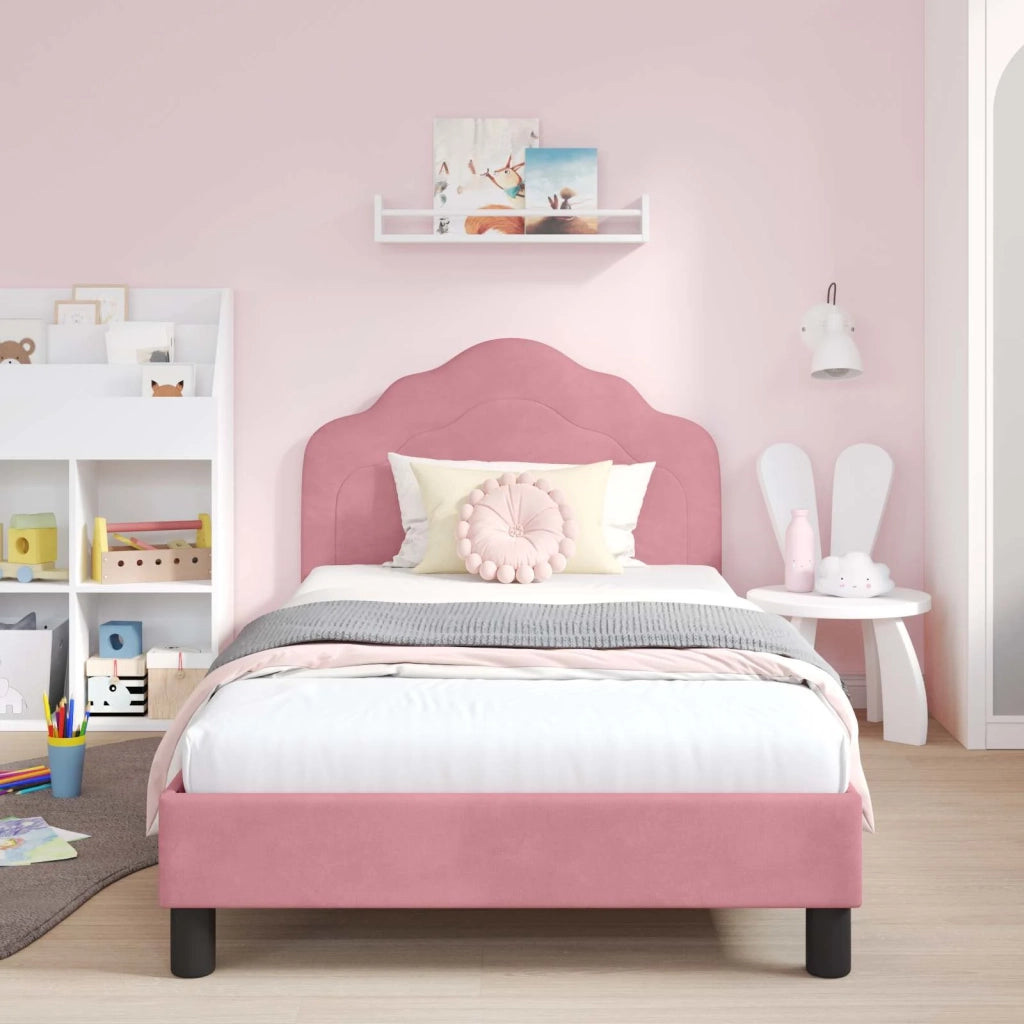 Struttura letto bambini con testata-Giroletto per bambini Rosa 90 x 200 cm Velluto 152948