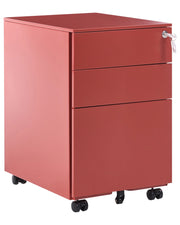 Armadietto mobile contenitore Metallo Rosso 3 Cassetti Con Serratura A Chiave Ruote Ufficio Industriale
