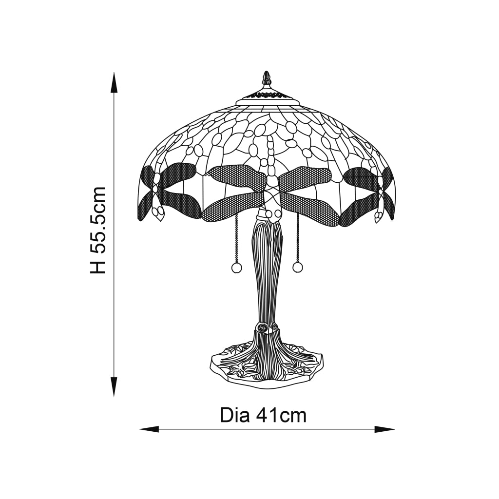 Lampada da tavolo Tiffany Dragonfly Blue vetro 2xE27