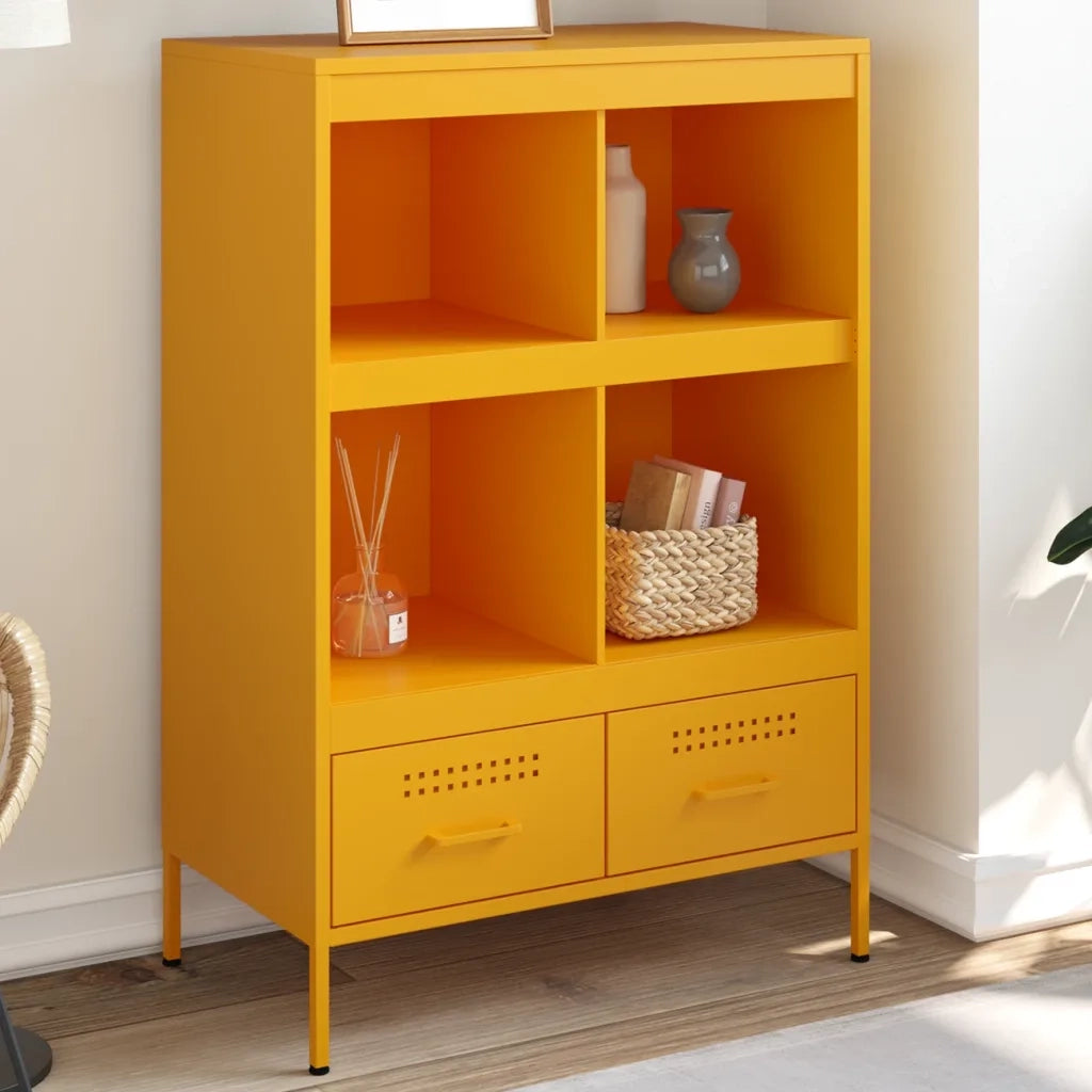 Credenza | Madia | Buffet da pranzo | Armadio da pranzo Giallo Senape 68x39x101,5 cm in Acciaio