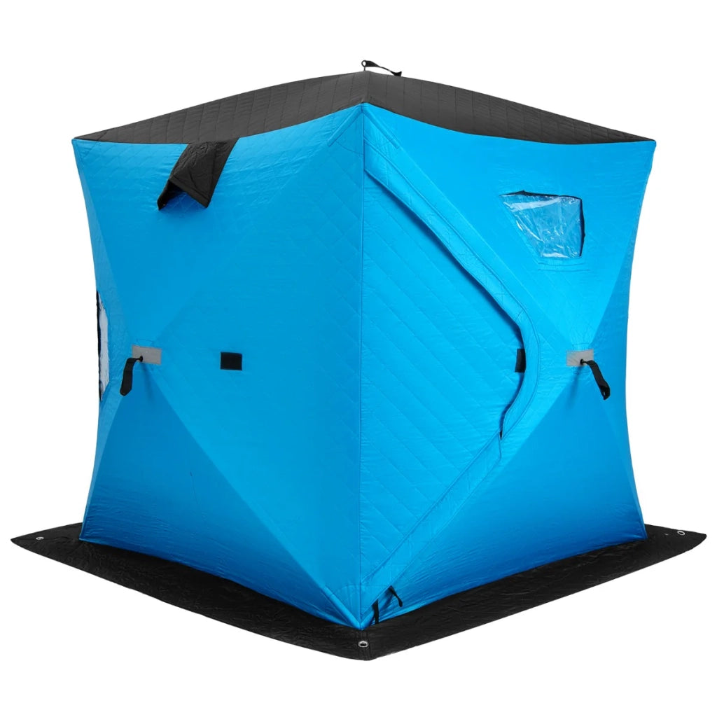 Tenda da pesca sul ghiaccio 2m x 2m isolata e antivento in tessuto Oxford blu 20_0018967