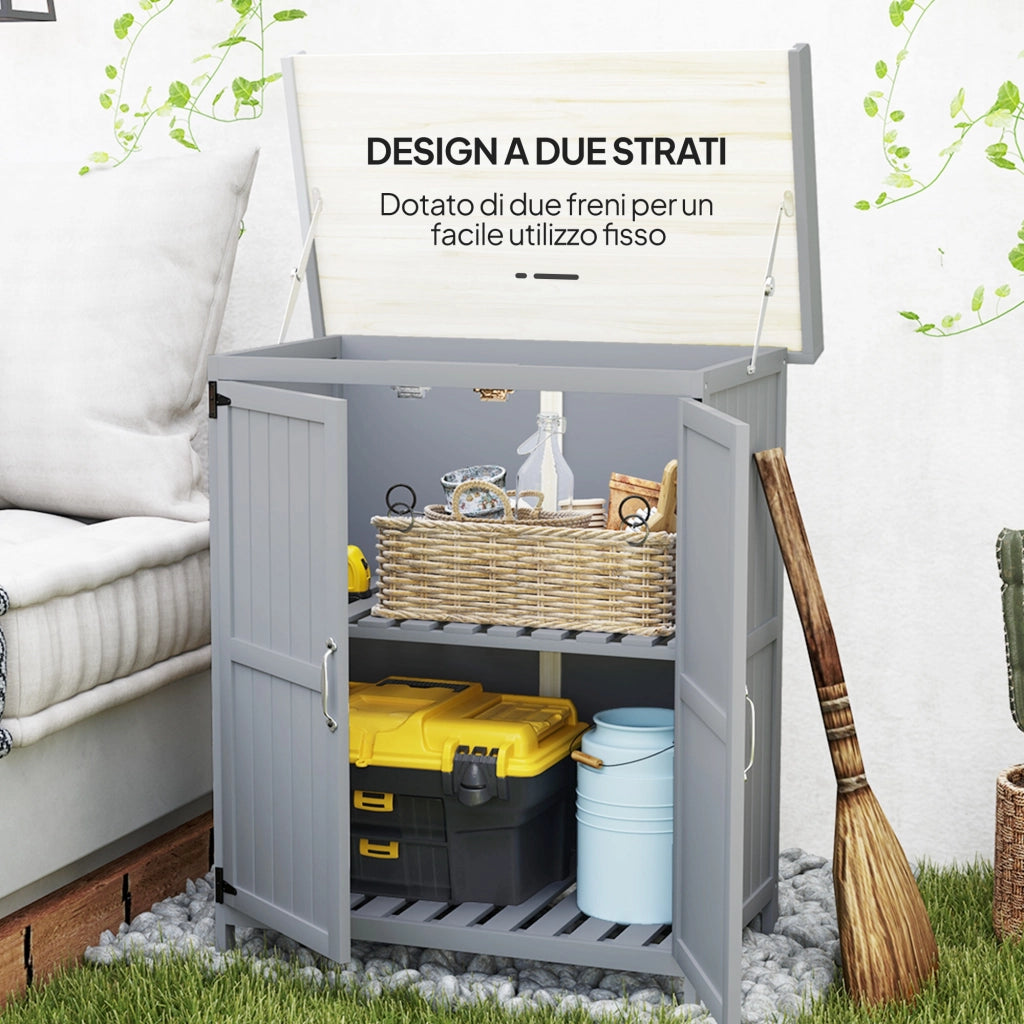 Capanno da Giardino ¨C zephmum ¨C Legno, Grigio, 2 Ante con Mensola