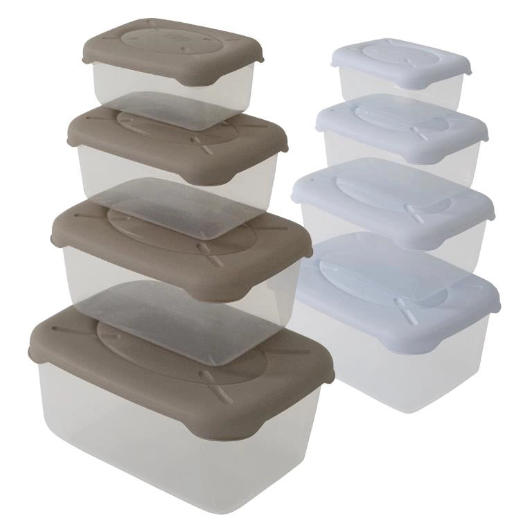 Set 4 Pezzi Contenitori Frigobox Rettangolari Frigobella Bianco o Tortora