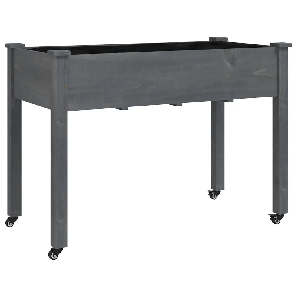 Fioriera Ruote e Fodera Grigia 118x59x80cm Legno Massello Abetecod mxl 93013