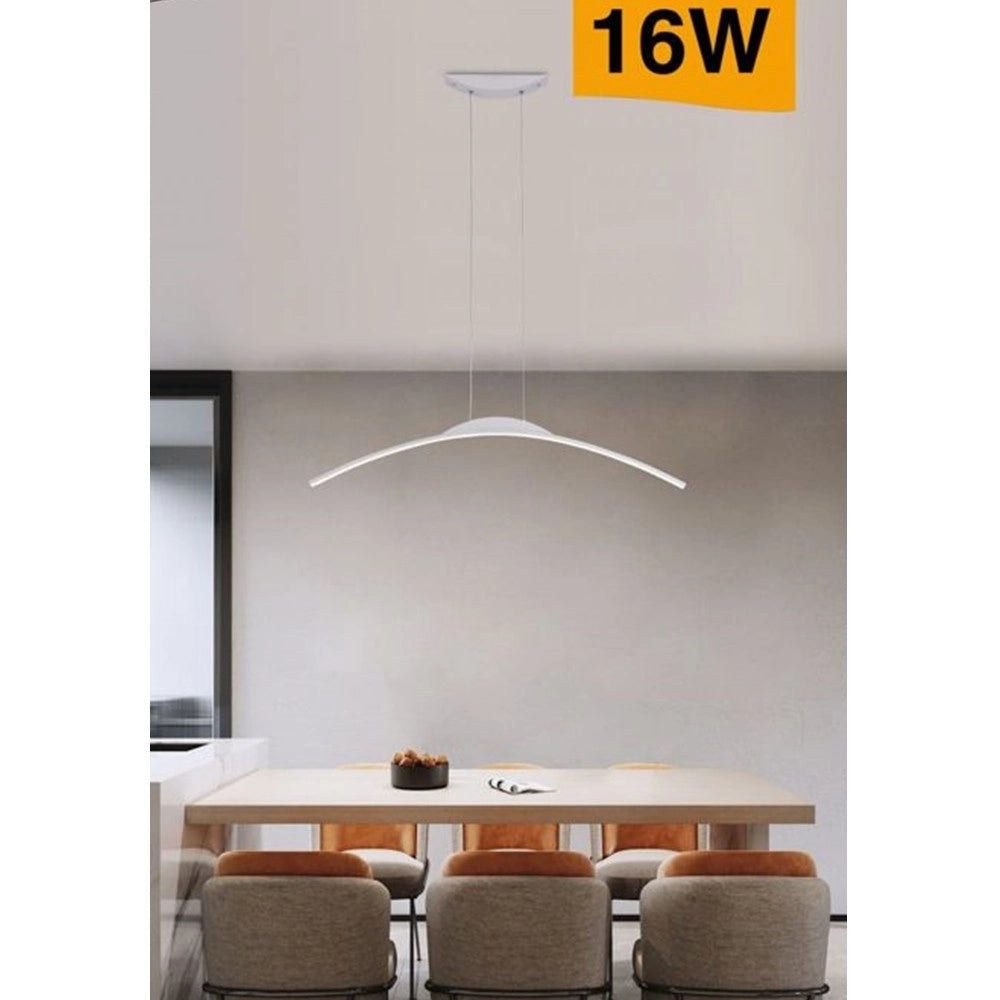 Trade Shop - Lampadario Da Soffitto A Sospensione Led 16w Curvato Luce 3000k 6500k 4000k B68-b -