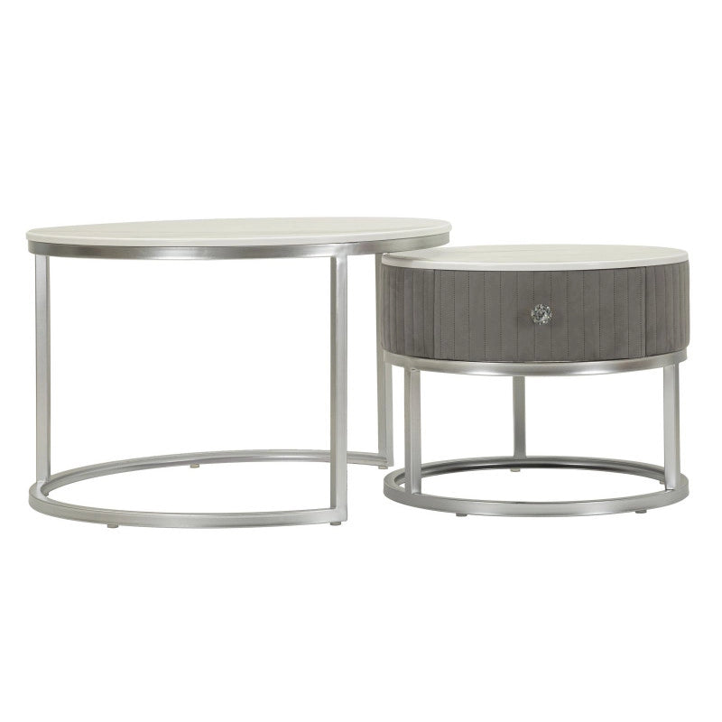 Tavoli Da Caffe' Greys Coppia cm ø 70x45-50x40