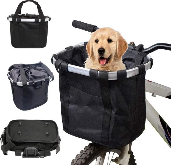 Portaauto per bicicletta, Organizzatore per animali domestici, Portaauto pieghevole e rimovibile per gatti e cani, supporto per bicicletta - Alluminio/Nero