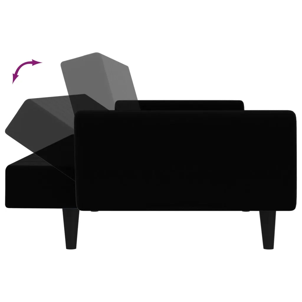 Divano Letto a 2 Posti Nero in Velluto 375863