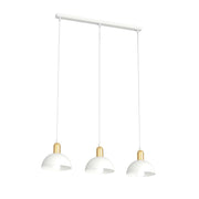 Lampadario 3 Luci Idunn In Acciaio Bianco E Oro Diffusori A Cupola