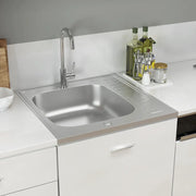 Lavello da Cucina con Scarico Argento 600x600x155 mm Acciaio 147231