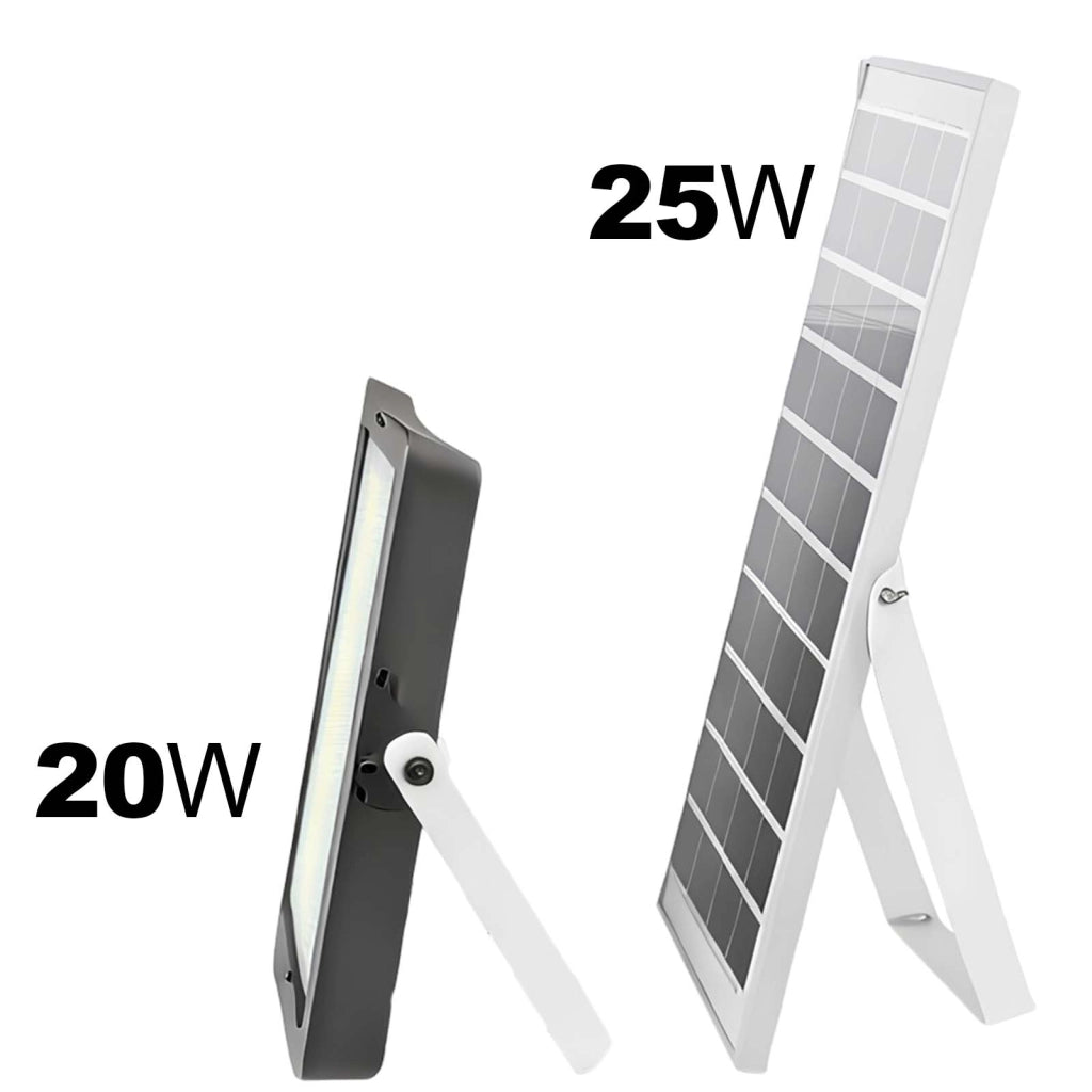 Proiettore Solare LED 20W Batteria 25000mAh per Illuminazione Esterna Nero Avizar