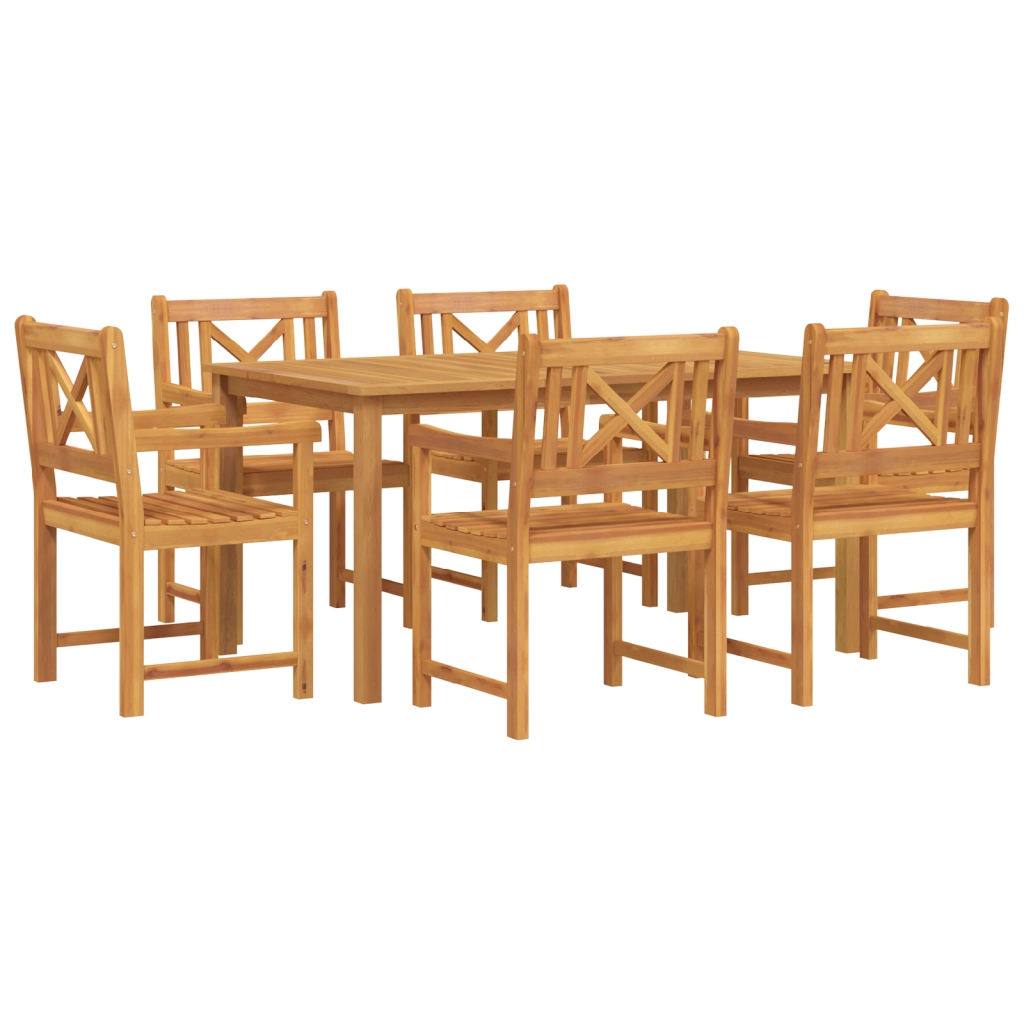 Set da Pranzo da Giardino 7 Pezzi in Legno Massello di Acacia