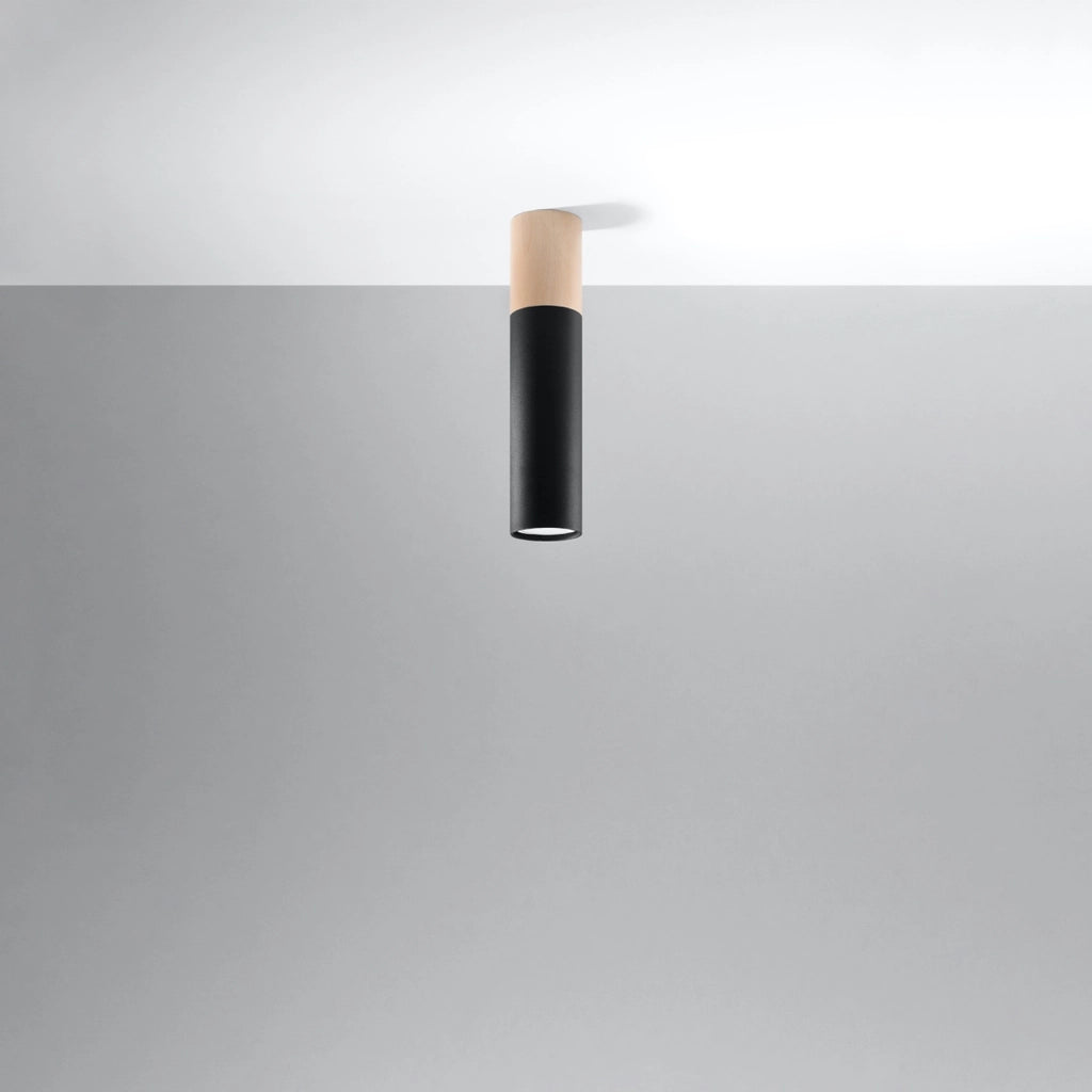 Faretto soffitto tubolare nero/legno GU10 MARCOS PU.0635