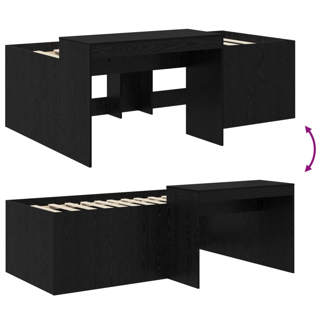 Letto alto per bambini con scrivania Nero Legno ingegnerizzato