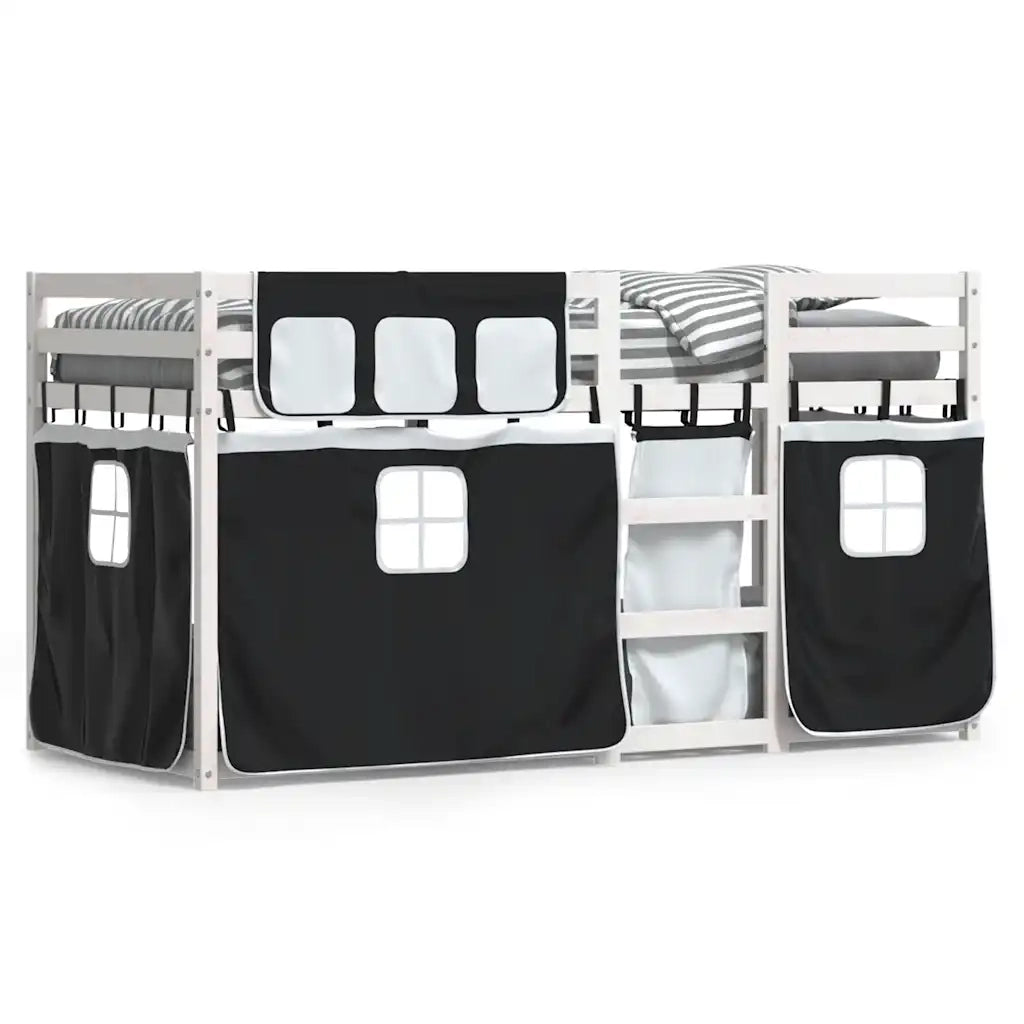 Letto a Castello senza Materasso Bianco e Nero 90x190cm in Pino 3283940