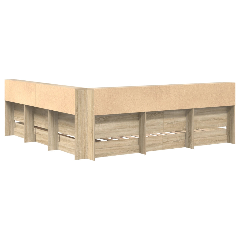 Letto a libreria rovere Sonoma 180x200 cm in legno ingegnerizzato