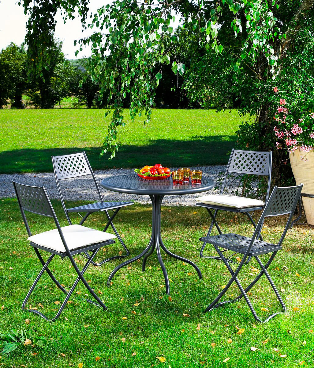 Tavolo da Giardino Ø80x75 cm in Acciaio RD Italia Bistro D80 Rete Antracite