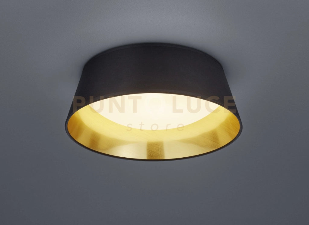 PONTS PLAFONIERA LED 14W 500lm, 3000K DIFFUSORE METACRILATO BIANCO CON PARALUME NERO INTERNO ORO D.34CM