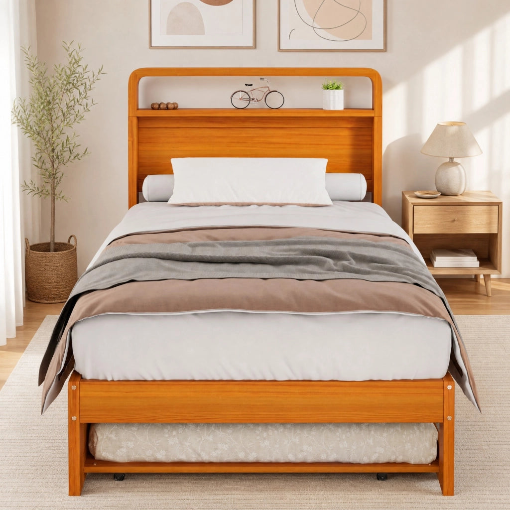 Letto in legno 90x200 cm con letto estraibile 90x190 cm