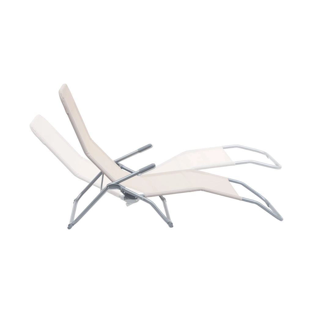 Set 2 lettini prendisole in textilene multiposizione, bianco