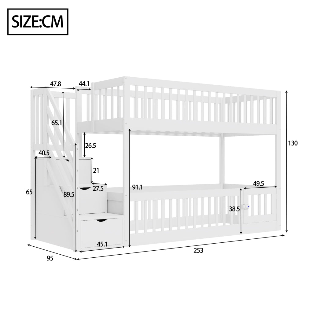 letto a castello in legno bianco 90 x 200 cm