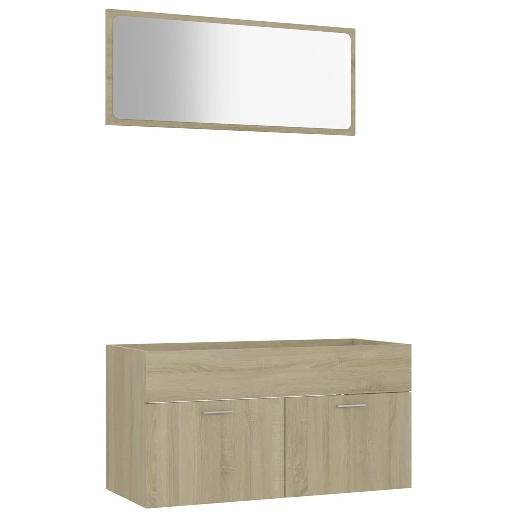 Set Mobili da Bagno 2 pz Rovere Sonoma in Legno Multistrato 804803