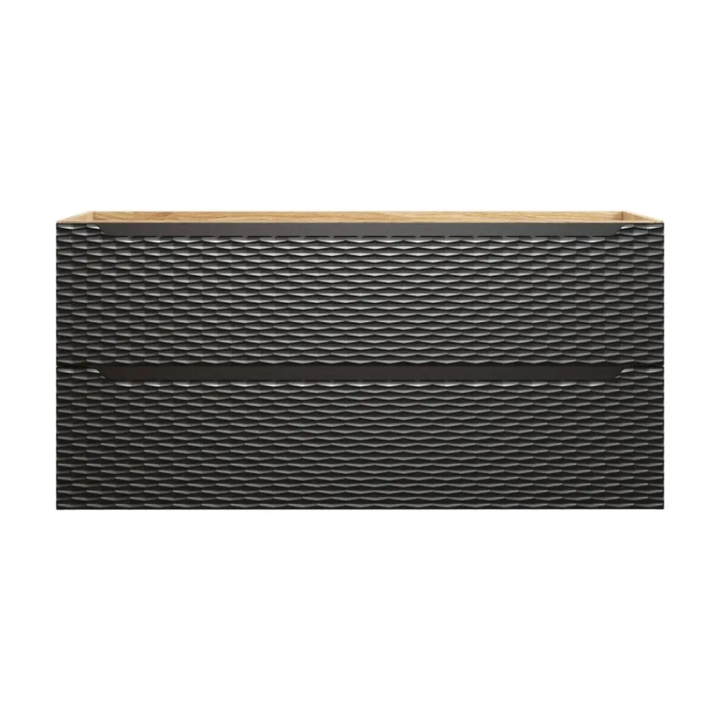 Mobile sottolavabo YOKA – 2 cassetti – Rovere chiaro e nero – L120 × P46 × H57 cm – Da appendere