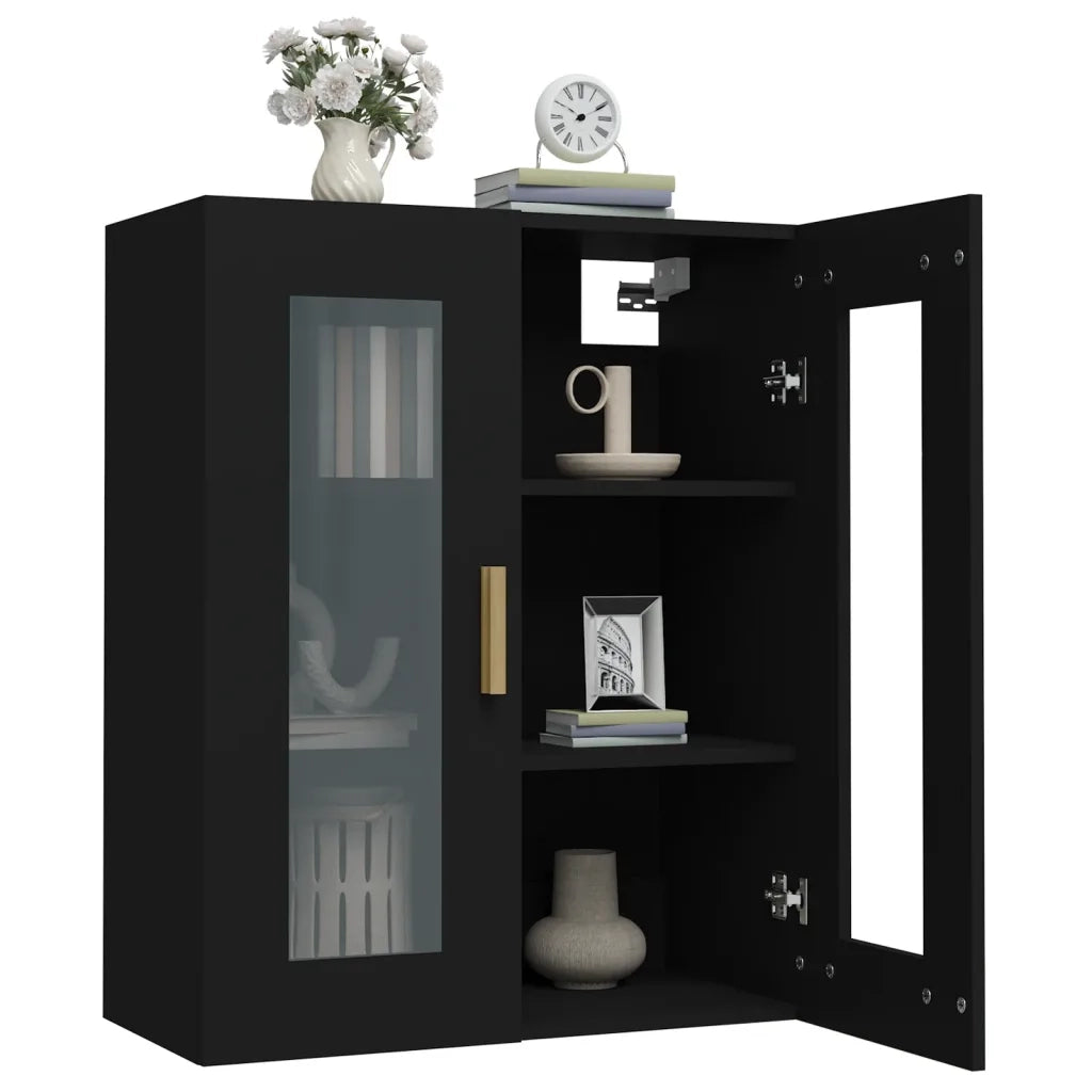 Armadietto Pensile a Parete Nero 69,5x34x90 cm cod mxl 17892