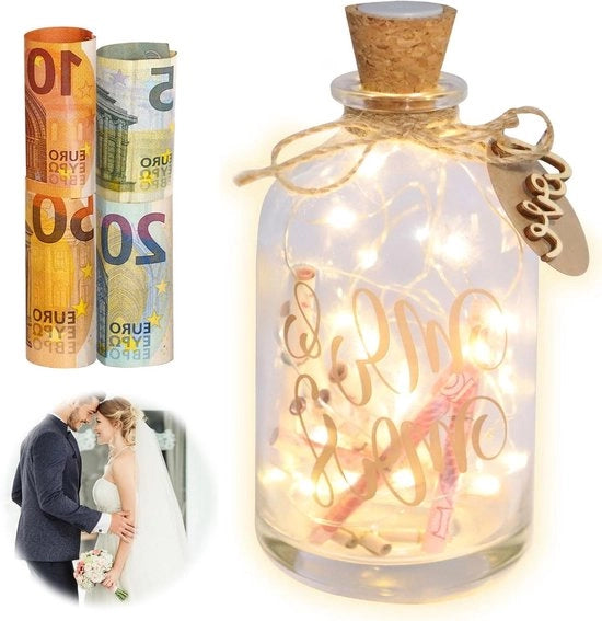 Luminaria LED personalizzata per il matrimonio - regalo per il marito - unico regalo di matrimonio - contenitore per la riserva - regalo in denaro - matrimonio - personalizzato - Signori & Signore.