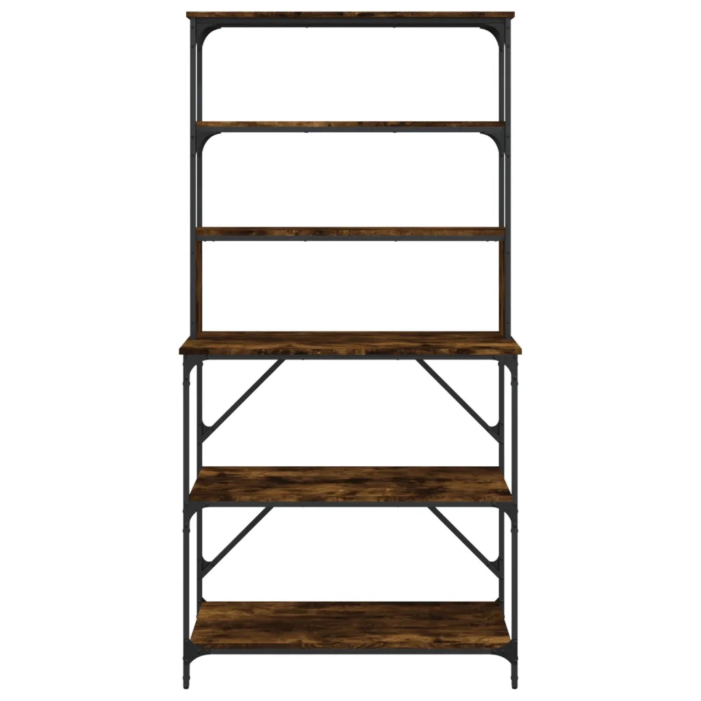 Scaffale Cucina 6 Ripiani Rovere Fumo 90x40x180cm Multistrato 834222