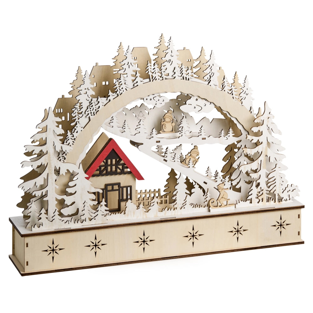 Decorazione natalizia in legno con luci LED Accessori natalizi Marrone chiaro
