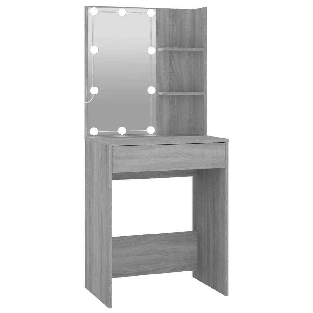 Toeletta con LED e Armadietto Grigio Sonoma Legno Multistrato cod mxl 76861