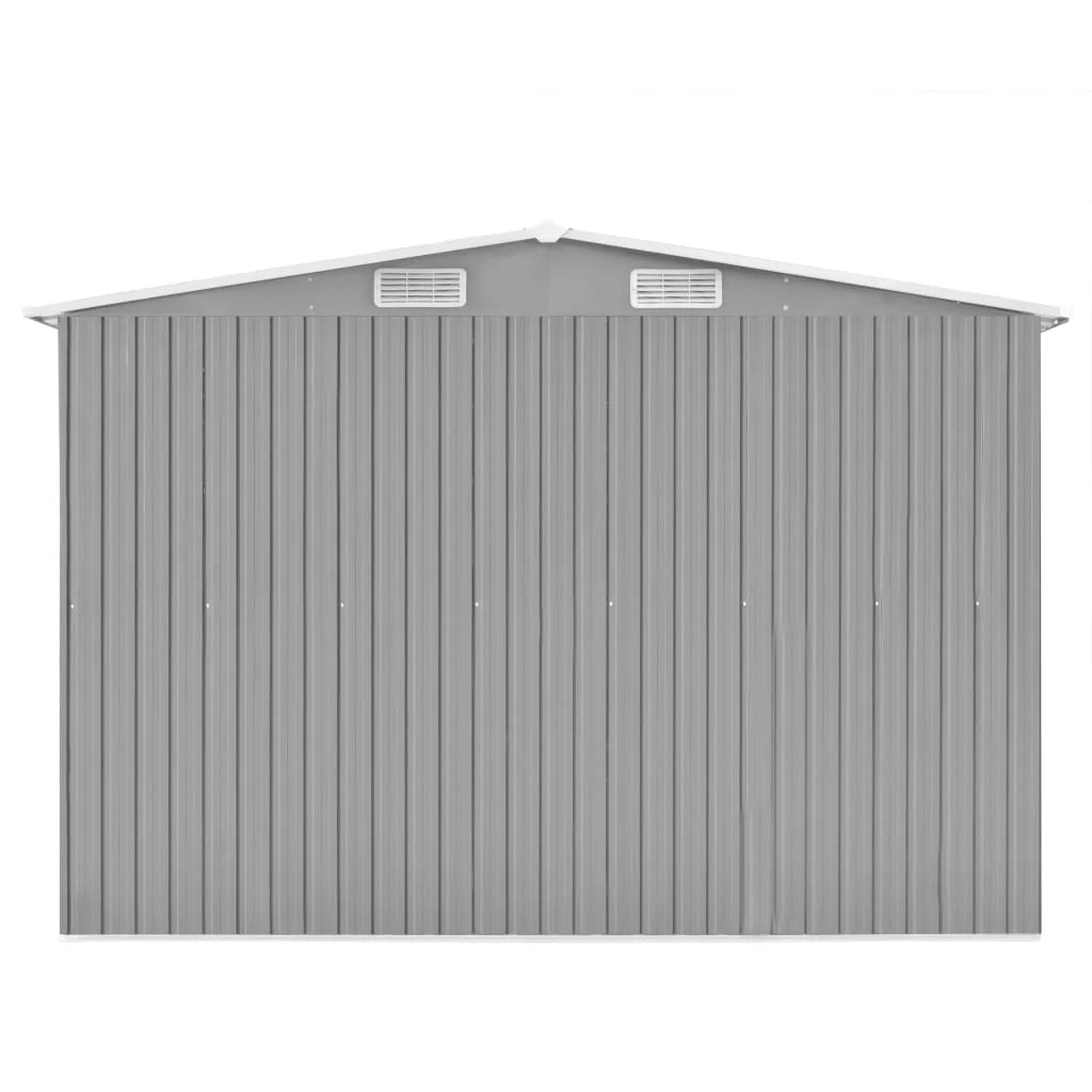 Casetta da giardino cabina ripostiglio casetta da esterno robusta casetta per attrezzi 257 x 392 x 181 cm metallo grigio 02_0022167