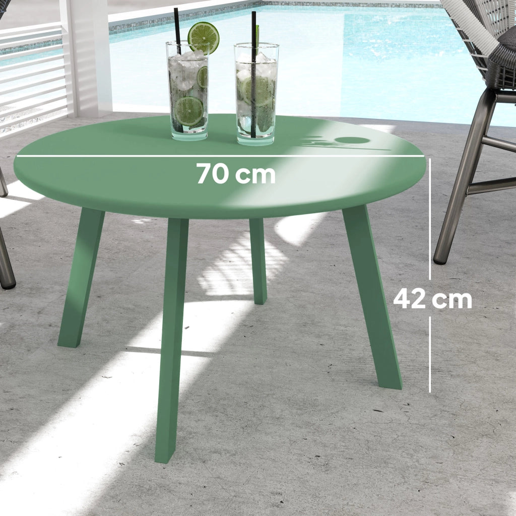 Tavolino da giardino rotondo ¨C ZephMum ¨C verde, metallo, ?70x42 cm