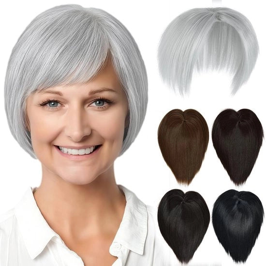 Clip-in Haartopper per Donna con Capelli Finti - Per Donne con Capelli Fini - Colorazione Argento Chiaro - Capelli Finti in Fibra - Stile Irresistibile - Adatto per Donne