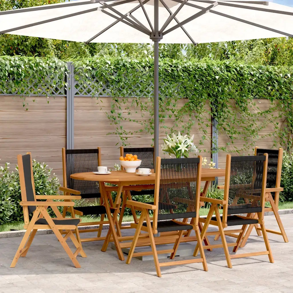 Sedie da Giardino Reclinabili 6pz Nere Legno Massello di Acacia 3214530