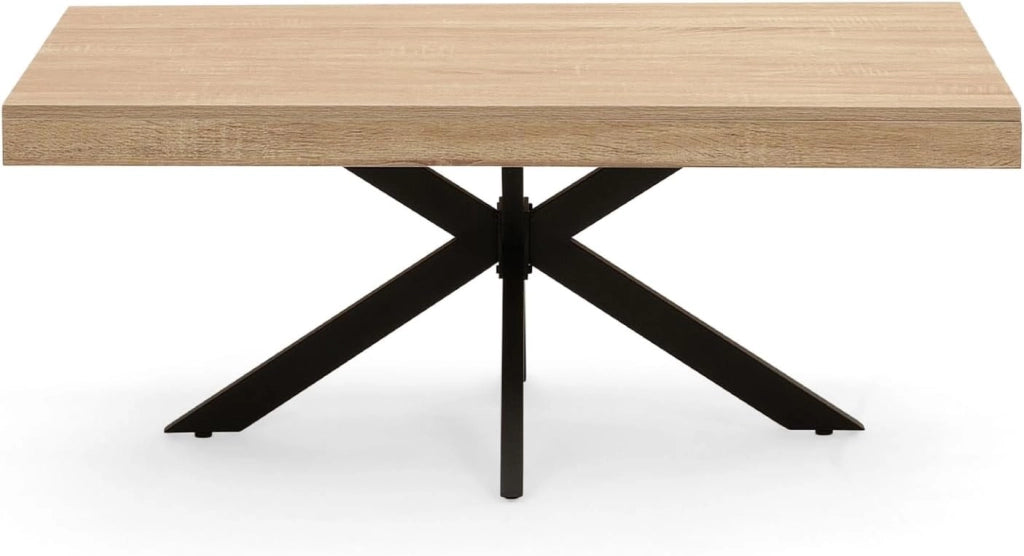 Tavolino rettangolare ALIX 110 cm con gambe in legno e ragno nero