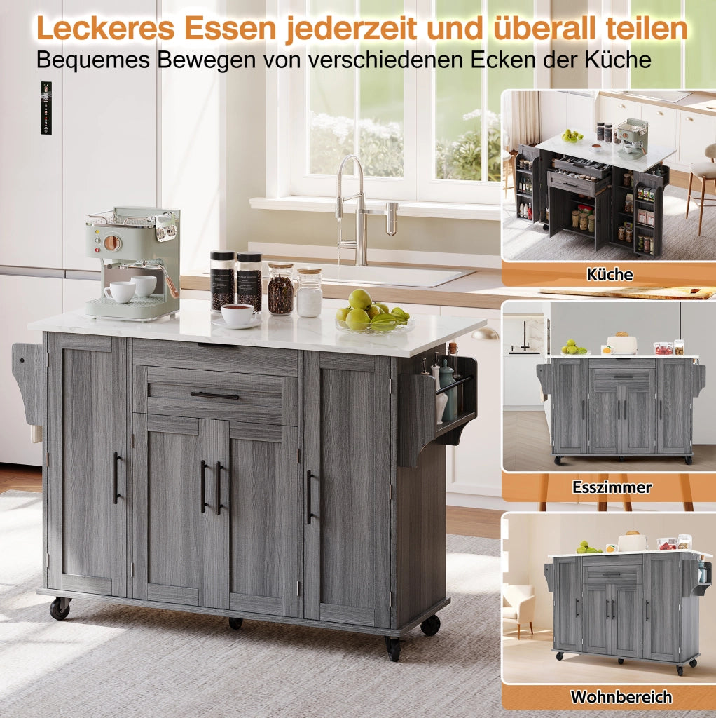 Mobile cucina con piano allungabile 136x70x92 cm; grigio in MDF