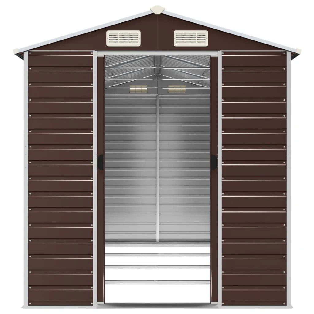 Casetta da giardino cabina ripostiglio casetta da esterno robusta casetta per attrezzi 191 x 385 x 198 cm acciaio zincato marrone 02_0022271