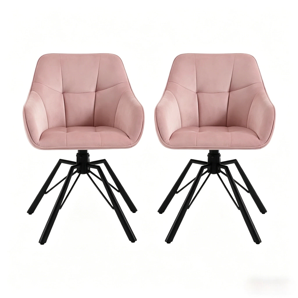 SEDIA Girevole da pranzo 58,5 x 82,5 x 54,5 cm Velluto Rosa Set 2 pezzi