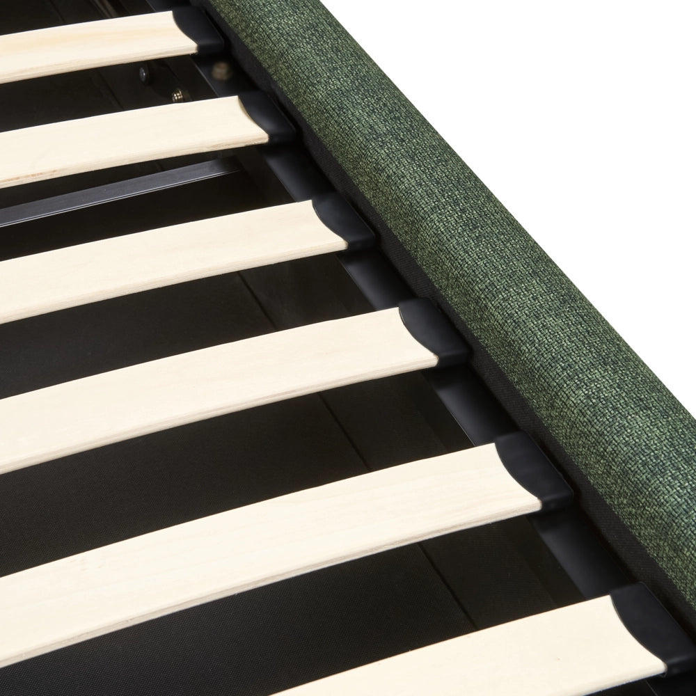 Letto matrimoniale in tessuto verde scuro con contenitore 180 x 200 cm camera da letto moderna