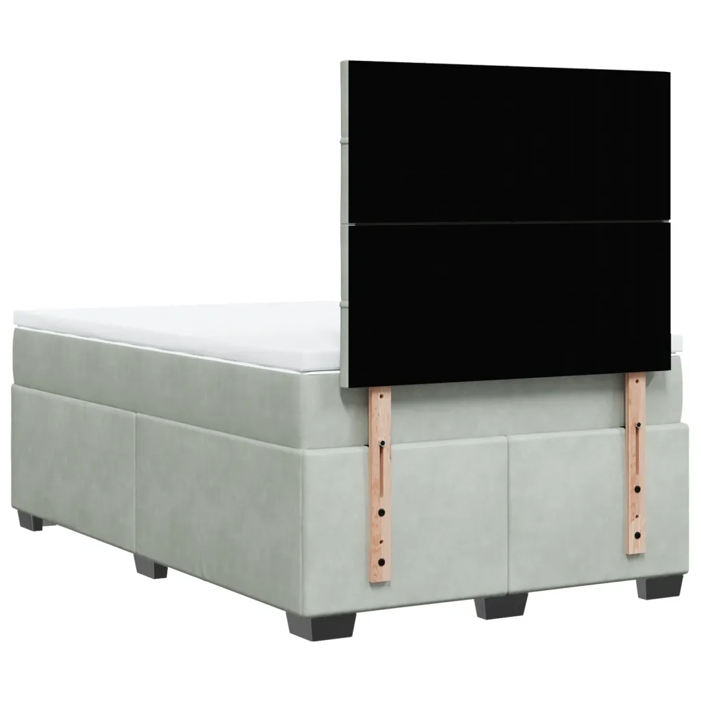 Giroletto a Molle con Materasso Grigio Chiaro 120x200cm Velluto