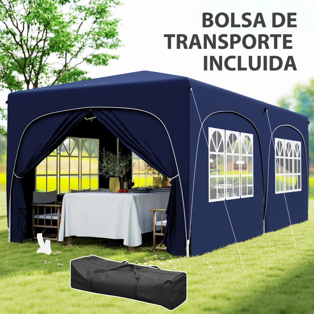 Gazebo pieghevole 3x6 m con pannelli laterali UPF50+ ¨C zephmum ¨C blu scuro