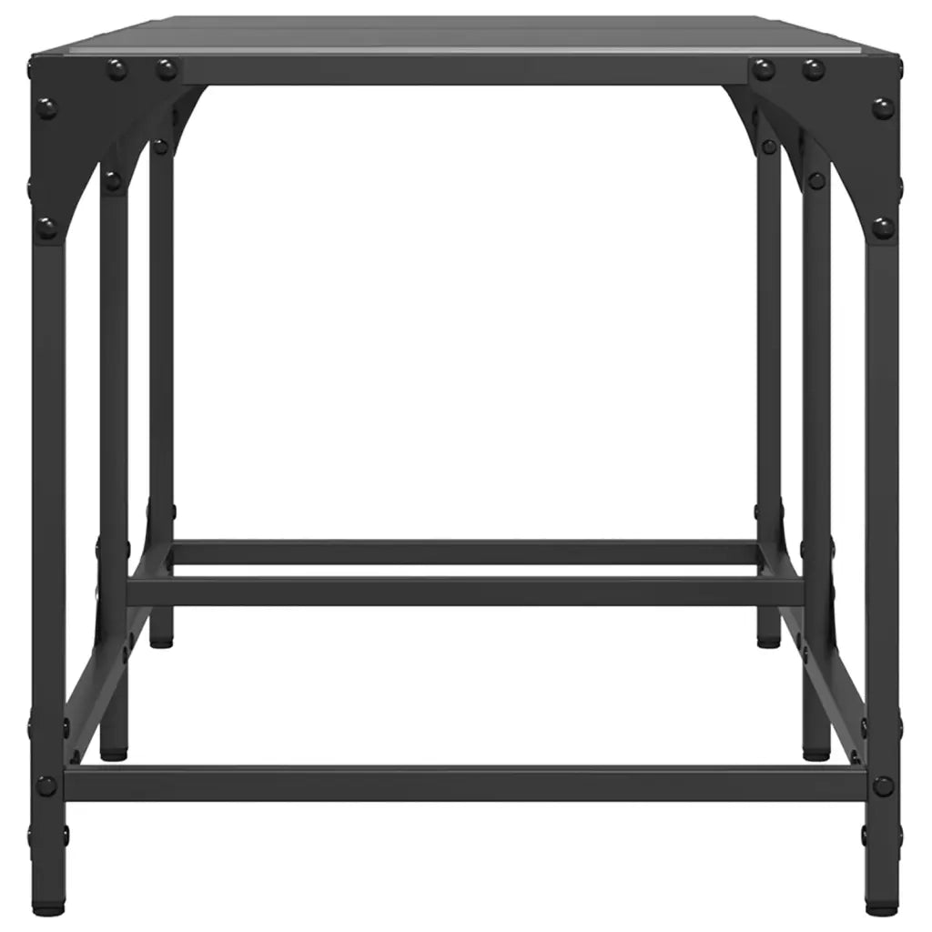 Tavolino con Piano in Vetro Nero 78,5x40x40 cm Acciaio